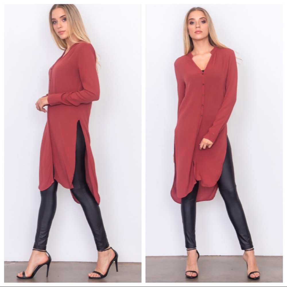 ❤️LAST S NEW Brick Side Split Button Front Shirt - Picture 2 of 8